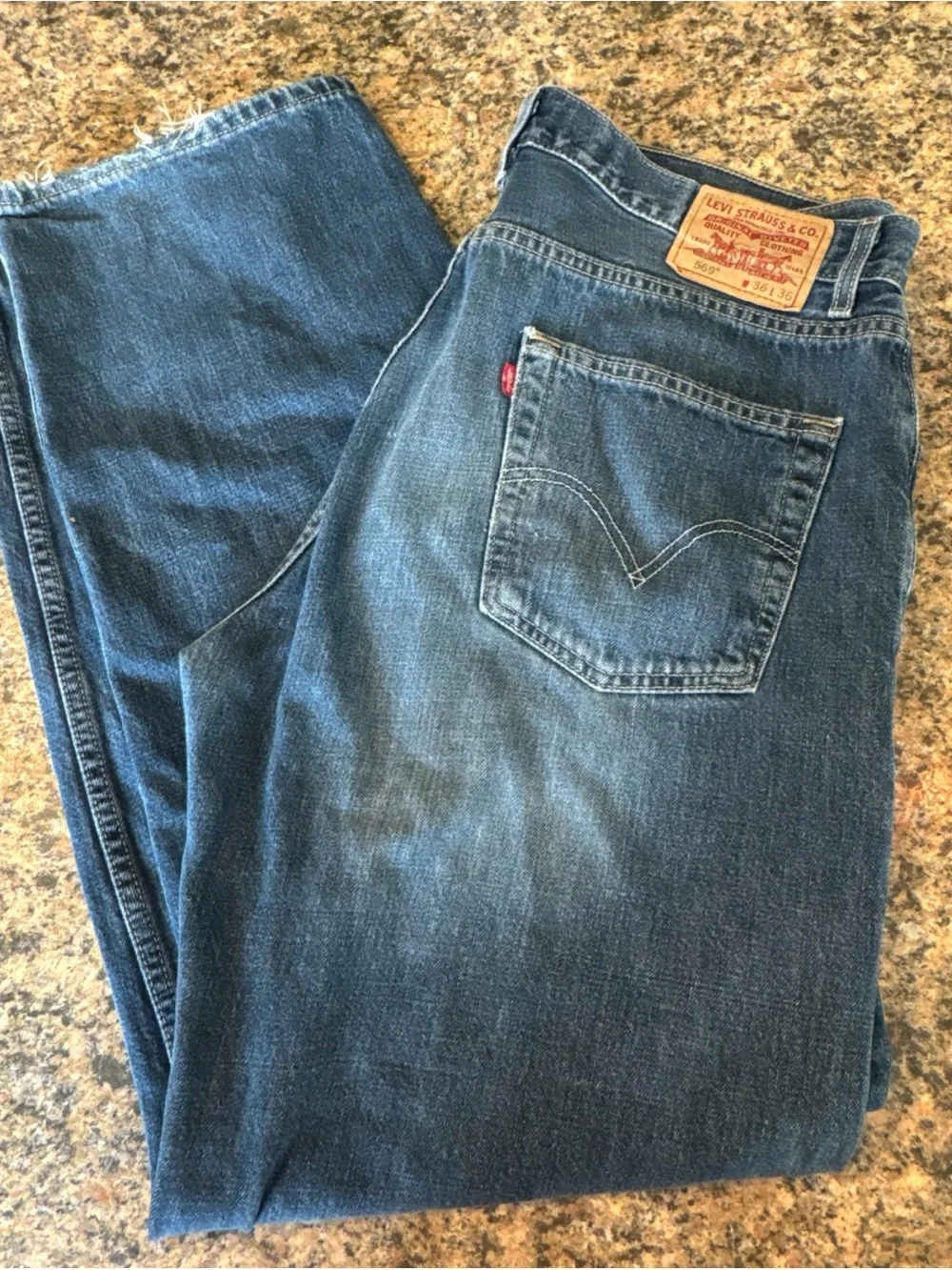 Levi's 569 Jeans Mens 36x36 Blue Loose Straight Skate Y2K Whiskered Fade 2004